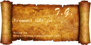 Tremmel Géza névjegykártya
